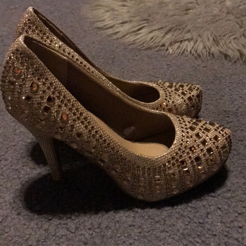 Gold Sequined Heels
